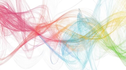 Fototapete - A graphic representation of intersecting lines forming a complex web pattern, rendered in soft pastels against a white backdrop, evoking creativity and modernity.