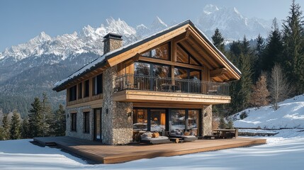 Wall Mural - Luxury Chalet in the French Alps: A Winter Paradise