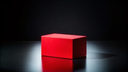 Poster - A Striking Red Rectangular Block Isolated Against a Black Background, Perfect for Minimalist Art and Design Concepts, Highlighting Color Contrast and Shape Simplicity