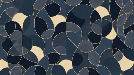 Poster - A seamless pattern of geometric shapes formed by connecting lines, rendered in a monochromatic color scheme, perfect for use in textiles and wallpapers.