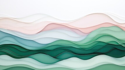 Poster - A series of layered transparent lines forming an illusion of depth, with a soothing color palette, creating an engaging visual for contemporary design concepts.