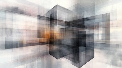 Poster - A series of layered transparent lines forming an illusion of depth, with a soothing color palette, creating an engaging visual for contemporary design concepts.