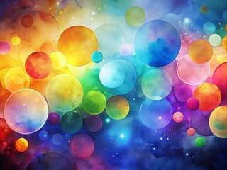 Poster - Beautiful Silhouette Photography Featuring Watercolor Circles for Design Projects, Ideal for Creative Backgrounds and Artistic Elements in Graphic Design and Marketing Materials