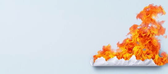 Poster - A realistic modern illustration of burnt paper edges with fire and black ash, showing textured borders that mimic the look of scorched old paper pages with a flame, isolated on a transparent