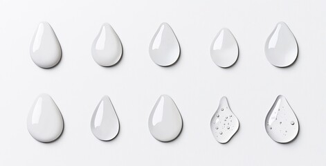 Poster - a modern, realistic 3d set of white cream droplets falling, with a closeup of a clear coconut oil dr