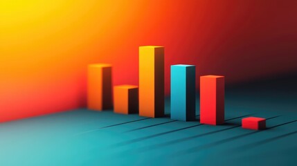 Poster - A striking 3D bar chart illustrating demographic data, with colorful bars and clear shadows, creating a sense of depth against a contrasting backdrop.