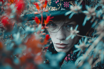 Wall Mural - beautiful girl in the surreal world of wonders generative ai