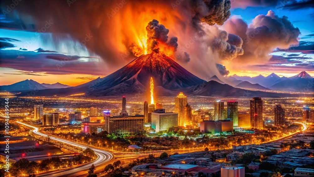 Breathtaking Panoramic View of a Volcano Show in Las Vegas with Fiery ...