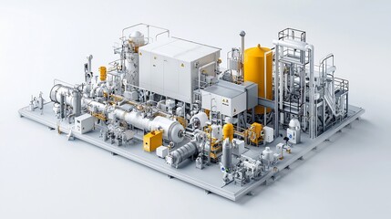 Poster - Sleek and Efficient Fuel Processing Facility with Advanced Technology Featuring Clean Lines Modern Design and Innovative Machinery