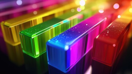 Poster - An abstract 3D bar graph illustrating a comparison of different categories, with glossy textures and dynamic lighting that enhances its visual impact.