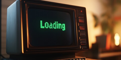 Fototapete - A vintage computer screen loading interface, pixelated 
