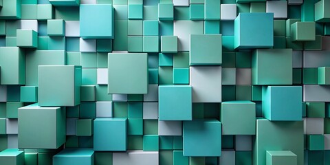 Poster - Captivating Bluegreen Geometric Graphics with Squares for Modern Design and Abstract Art Concepts