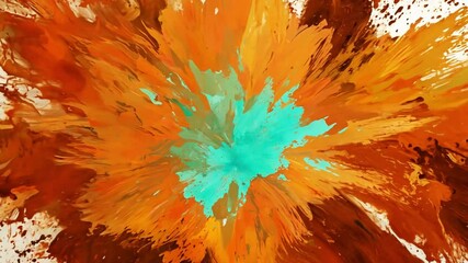 Poster - Abstract explosion of colors creating dynamic patterns with shades of red, orange, and white on a light background, evoking energy and movement in modern art