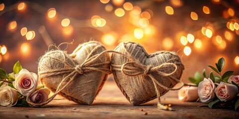 Poster - Captivating Image of Two Intertwined Hearts Symbolizing Love and Connection in a Romantic Setting, Perfectly Framed Using the Rule of Thirds for Enhanced Visual Appeal