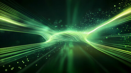 Wall Mural - Futuristic speed motion with green rays of light abstract background