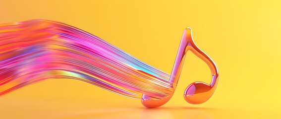 Poster - Abstract Music Note with Shiny Rainbow Stripes