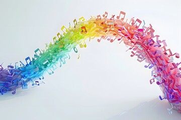 Poster - Rainbow Music Notes Abstract