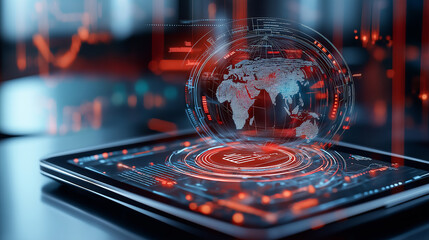 Aufkleber - digital tablet displaying global e commerce data and analytics
