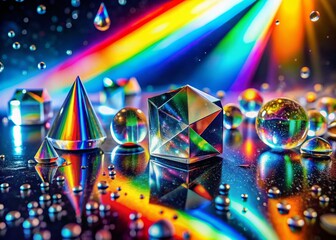 Poster - Captivating Spectrum of Light: A Conceptual Photography Exploration of Colorful Refractions and Natural Phenomena in an Abstract Setting