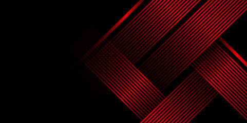 Aufkleber - Red and black vector futuristic tech glow and shining line and stripes simple modern background. Vector illustration for presentation design. Social media cover and web wide banner template. 