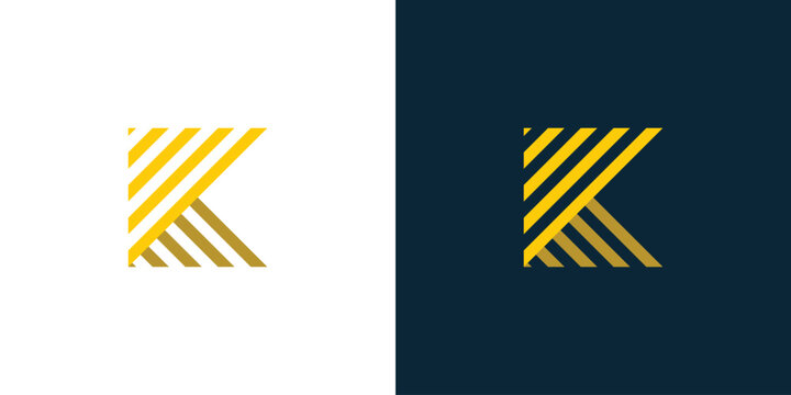 Abstract K logo, rows of well-spaced lines