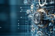 © Odin AI - Close-up of mechanical gears intertwined with digital circuits, representing the convergence of traditional machinery and futuristic technology in a dynamic setting.