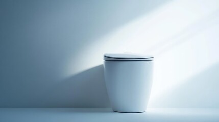 Poster - Modern and Elegant Bathroom Toilet Design in Soft Natural Light with Minimalist Aesthetic on a Smooth Surface for Contemporary Interior Spaces
