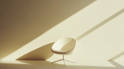 Poster - Modern Minimalist Chair in Soft Sunlight Against a Neutral Background Creating an Inviting and Serene Atmosphere for Contemporary Interior Designs