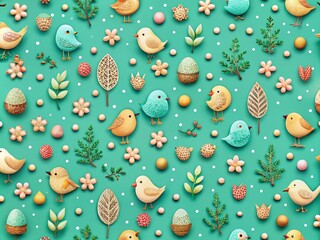 Poster - Charming Graphic Elements in Lovely Style with Turquoise Background for Cute and Simple Low Light Photography