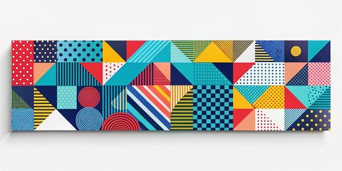 Poster - Colorful Modern Minimalist Abstract Banner in Memphis Geometric Style for Presentations, Backgrounds, Posters, Certificates, Annual Reports, and Covers