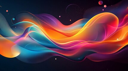 Poster - A vibrant, abstract wave of colorful gradients flows across a dark background, creating a dynamic and visually striking composition.