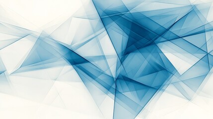 Poster - Abstract blue geometric shapes create a layered, translucent effect, evoking a sense of depth and movement.
