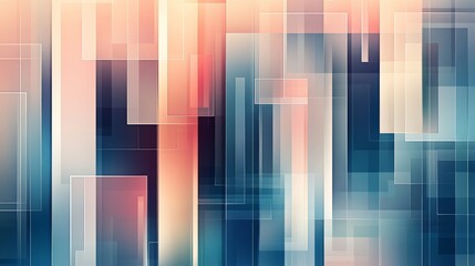Poster - An abstract composition of colorful rectangles and lines, blending soft hues of blue, pink, and white, creating a modern, dynamic visual effect.