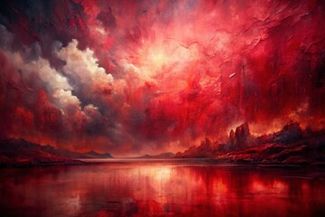 Poster - Dark Red Paint Background: Captivating Textures and Shades for Abstract Landscape Photography, Perfect for Artistic Projects and Visual Storytelling