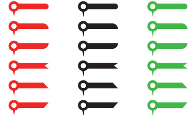 Leinwandbilder - Set of red, green and black pin text tag icons. Pointer icon pin on the map with space for text. isolated on white background.  Vector illustration. EPS 10