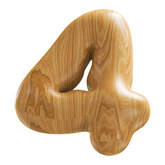 Poster - 3D Wooden Number 4