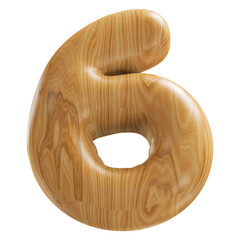 Poster - 3D Wooden Number 6