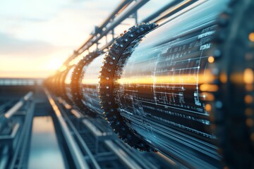 Poster - A futuristic pipeline with intricate digital technology elements, capturing the essence of modern infrastructure and advancements in energy transportation.