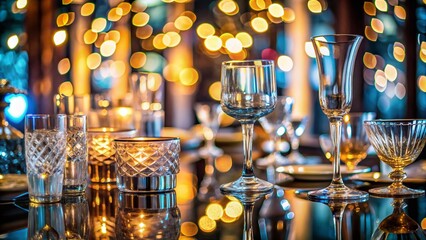 Poster - Elegant Background with Glass Elements Reflecting Light and Creating Depth in a Soft Focus Environment, Ideal for Modern Interior Design and Product Photography