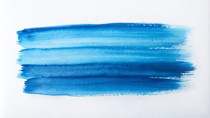 Poster - Elegant Blue Watercolor Stripe Hand Brush Drawing Texture on White Paper Design Template for Minimalist Aesthetic and Creative Projects