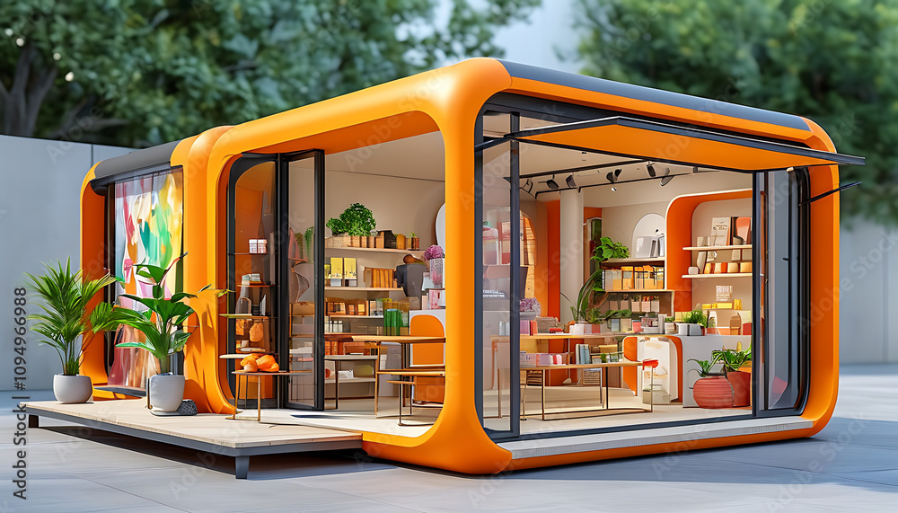 vibrant modular prefab structure with modern design and open layout ...
