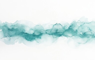 Poster - Elegant and Delicate Watercolor Streak in Soft Pale Turquoise Tones, Ideal for Backgrounds, Art Projects, and Creative Design Applications