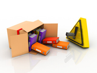 Poster - 3d rendering office document Binder under cctv camera protection lock in card box
