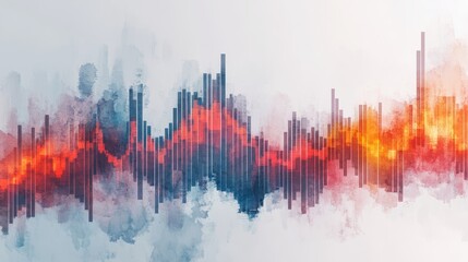 Poster - Abstract Watercolor Digital Display of Colorful Sound Waves with Vivid Colors and Textures, Perfect for Visualizing Music and Creative Projects