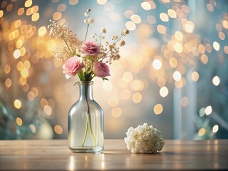 Poster - Elegant Vase Bottle Mockup with Bokeh Effect for Stunning Product Displays and Marketing Presentations, Showcasing Floral Arrangements and Decorative Elements in Soft Focus