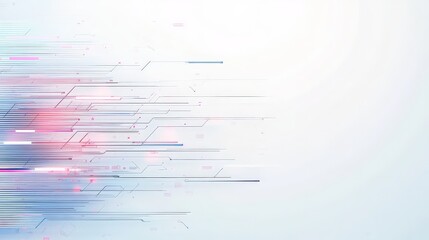 Poster - A sleek, abstract design featuring dynamic lines and a gradient of colors, suggesting motion and speed against a light background.