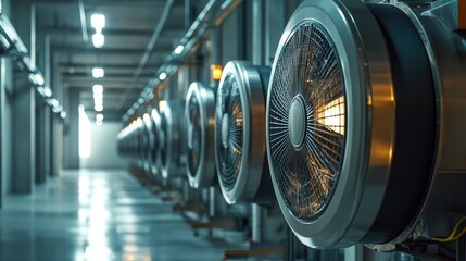 Poster - Industrial Ventilation System with Multiple High-Performance Fans in a Modern Facility Showcasing Efficient Airflow and Optimal Cooling Solutions