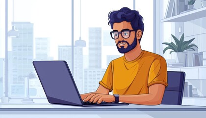 Poster - Remote worker engaged in seamless communication home office digital lifestyle modern environment focused viewpoint teamwork concept