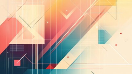 Poster - A vibrant abstract design featuring geometric shapes, soft gradients, and dynamic lines in a harmonious blend of colors.