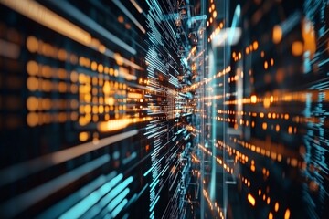 Poster - Dynamic and vibrant digital light beams create a stunning display of speed and movement, emphasizing abstract themes of energy and modern technology.
